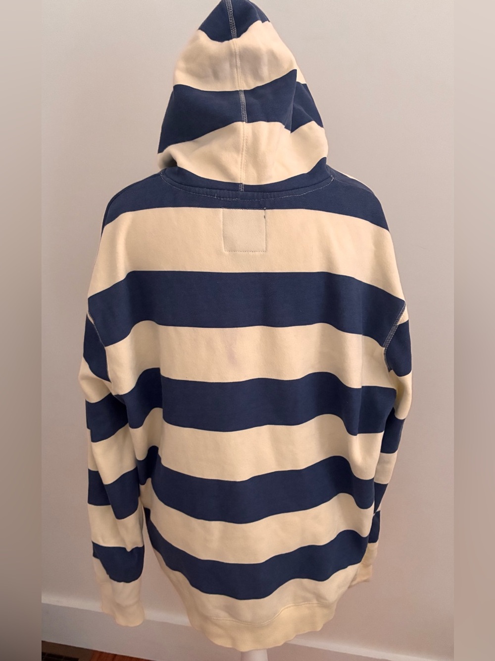 Lakegirl Navy and Cream Striped Hoodie Sweatshirt women XL preppy coastal - Picture 3 of 6